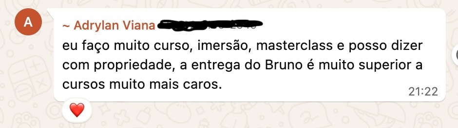 Depoimento de Adrylan Viana: entrega do Bruno e muito superior a cursos muito mais caros