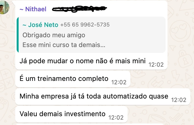 Depoimento de Nithael: ja pode mudar o nome, nao e mais mini, e um treinamento completo. Empresa quase toda automatizada.