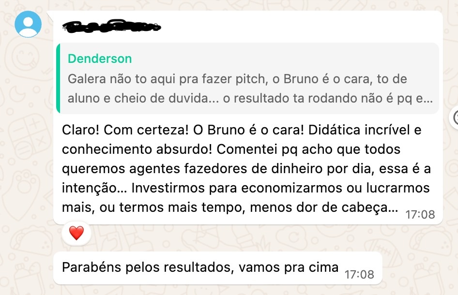 Depoimento de Denderson: didatica incrivel e conhecimento absurdo, resultado ja rodando